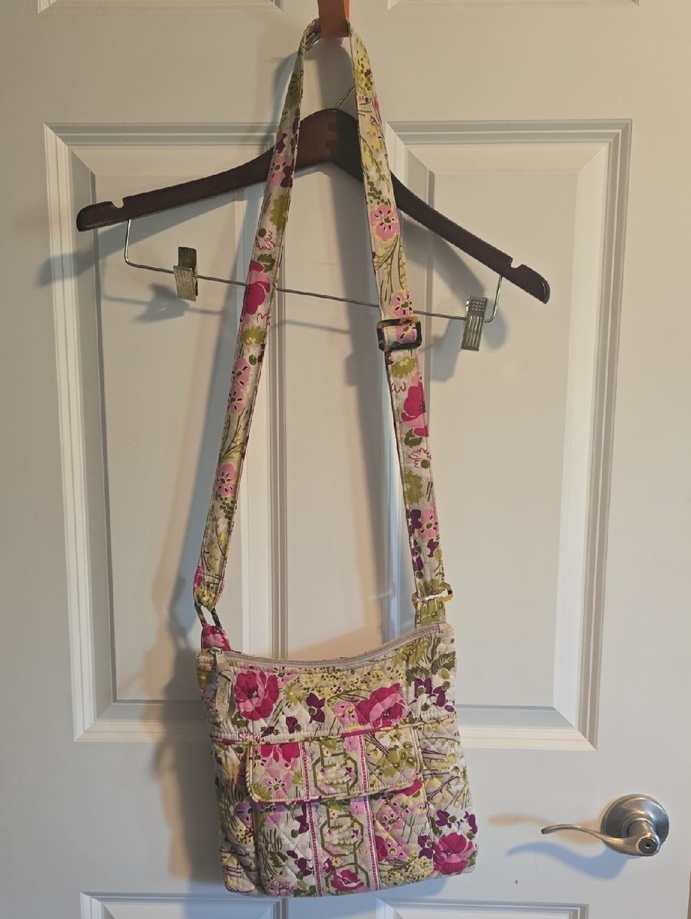 Vera Bradley Floral Quilted Crossbody — Pink, Green & Cream